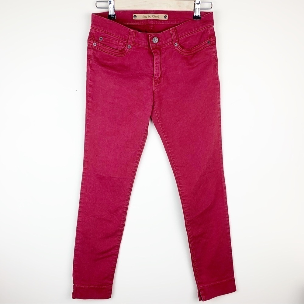 See By Chloe Burgundy Skinny Jeans Size 26
